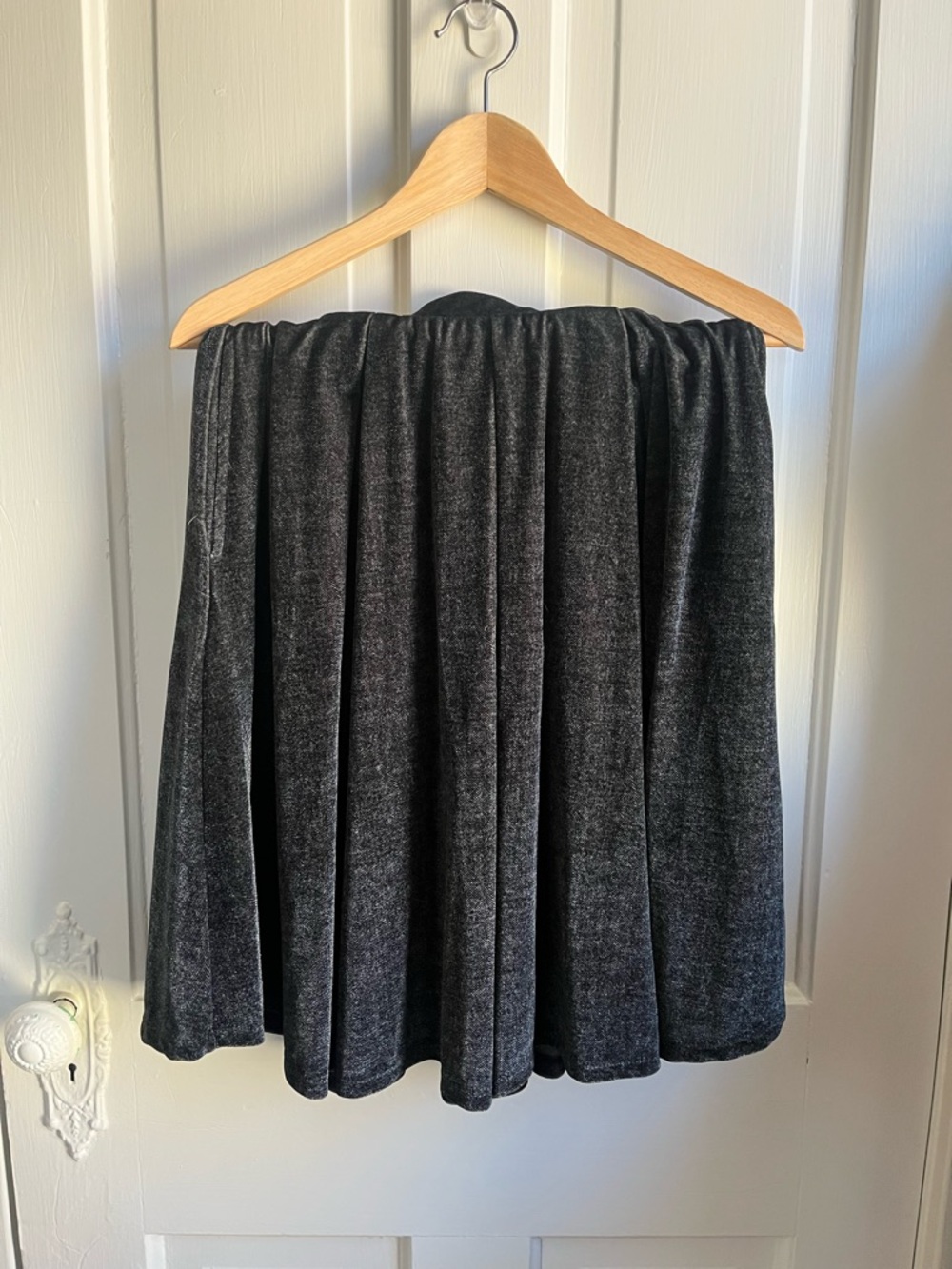 Gray Velvet Skirt - Women's Casual box pleated skirt